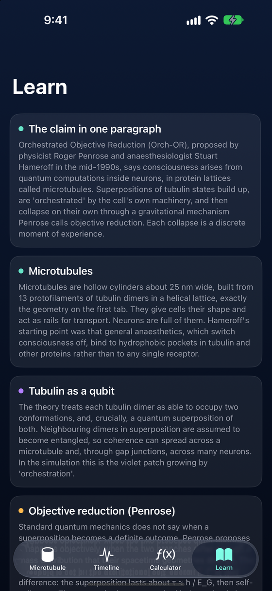 Learn tab with the theory and its critics
